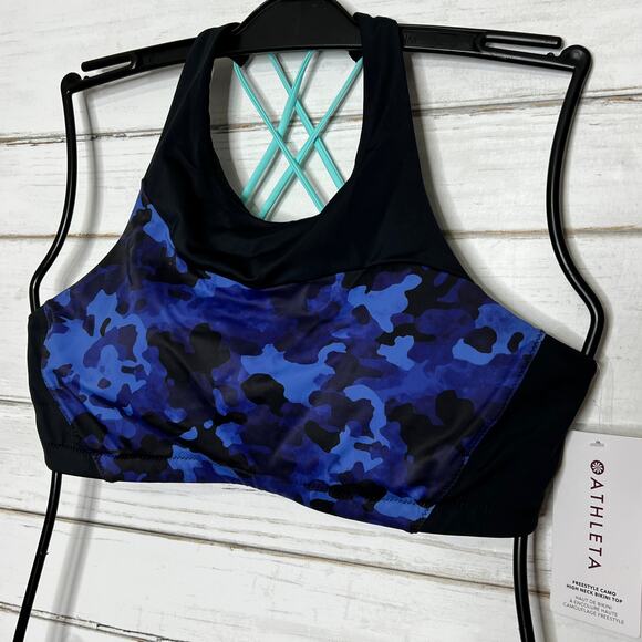Athleta Freestyle Blue Camo Bikini Top and Bottom Size Large - Picture 4 of 14